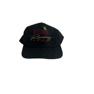 Vintage Winston Racing Team Hat Cap Snap‎ Back One Size Black Mens NASCAR 90s